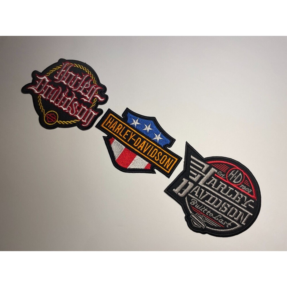 Harley-Davidson 3 Patch Lot Rare Iron-On 100th Anniversary Patriotic Biker NEW